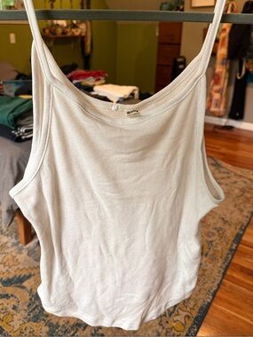 Free People Cream Ribbed Camisole Tank Top